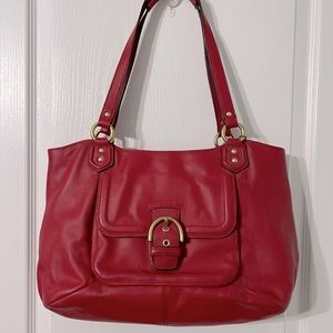 Red leather Coach purse